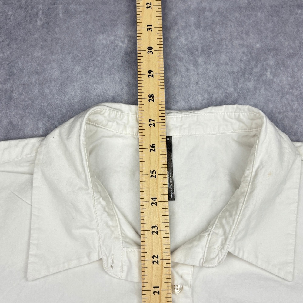 Anthropologie Shirt Womens XL White Cotton Poplin Short Sleeve Trapeze Swing Top - Picture 4 of 7